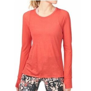 Sweaty Betty Breeze Shirt Tulip Red Perforated Sleeves XS